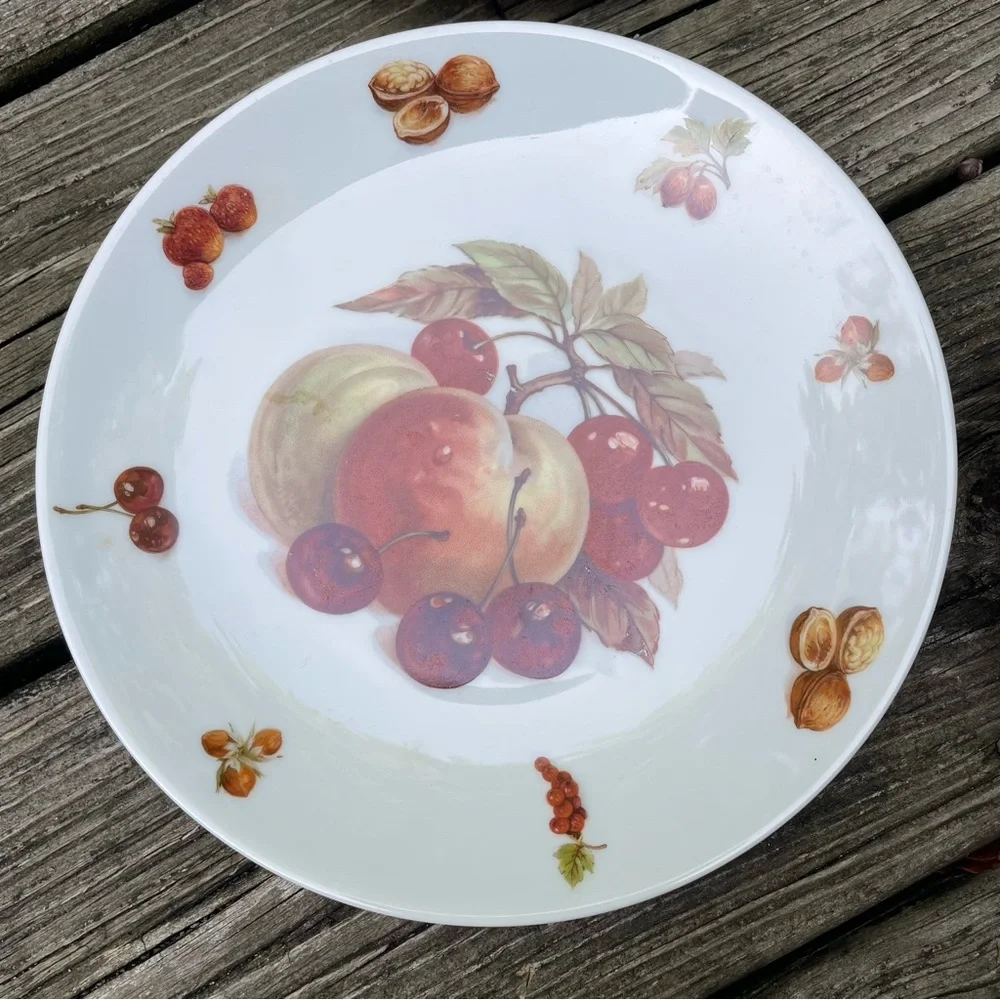 Five Vintage Bavaria Fruit Plates White Porcelain Debra Germany - Set of 5
